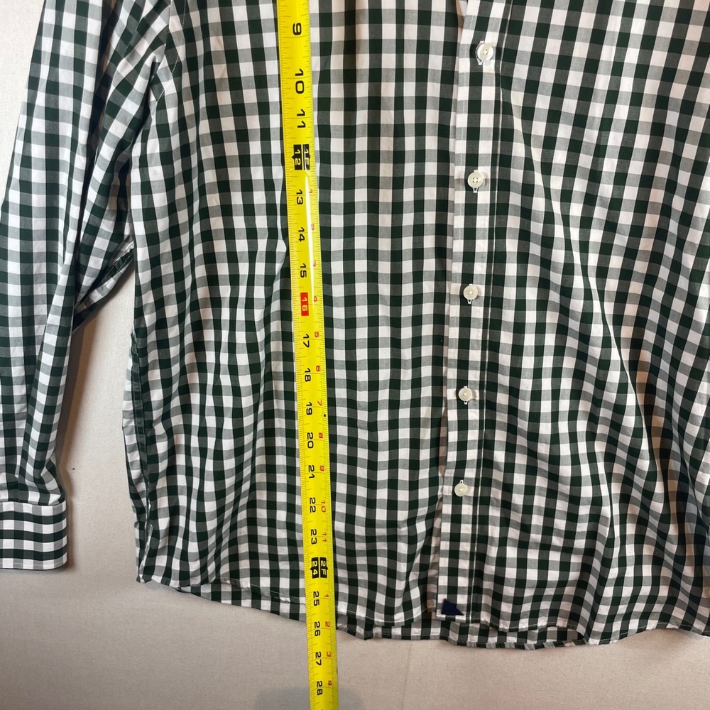 UNTUCKit Mens XXL Green White Gingham Check Cotton Button Down Shirt Long Sleeve - Picture 6 of 7